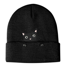 Damen-Katzenmütze – Niedliches Geschenk für Katzenliebhaber – Tier-Strickmütze – Perfekt als Weihnachtsgeschenk für Frauen und Mädchen