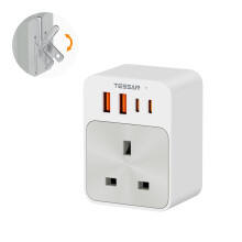 TESSAN UK to US Plug Adaptor, Foldable USA Travel Adapter with 2 USB C and 2 USB A 20W Fast Charging, American Plug Adapter from UK to Canada, Thaila