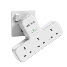 Multi Plug Adapter, Mscien 3 Way UK Plug Extension Socket with 315 Degree Rotation, Wall Power Strip Surge Protector Extender without Cable Plug Adap