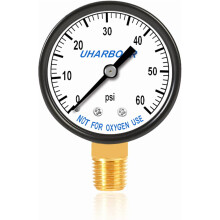 Pool Filter Pressure Gauge 60 PSI, 2" Dial, 1/4" NPT Bottom Mount, Compatible with Pool Filters & Pumps