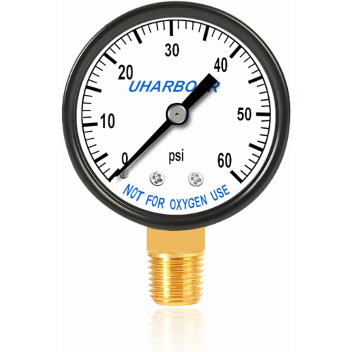 Μανόμετρο φίλτρου πισίνας 60PSI, 2" Dial, 1/4" NPT στο κάτω μέρος, Συμβατό με φίλτρα πισίνας