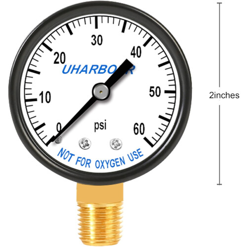 Μανόμετρο φίλτρου πισίνας 60PSI, 2" Dial, 1/4" NPT στο κάτω μέρος, Συμβατό με φίλτρα πισίνας 2
