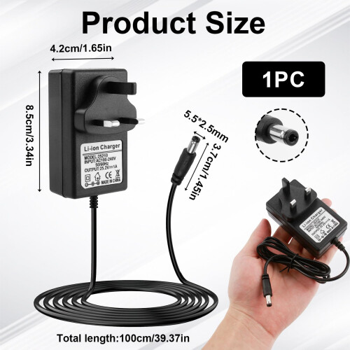 Universal Massage Gun Charger Adapter Replacement, 25.2V 1A Power Supply Cable with LED Indicator, Wide Voltage Adaptability Charging Cable for Elect 1