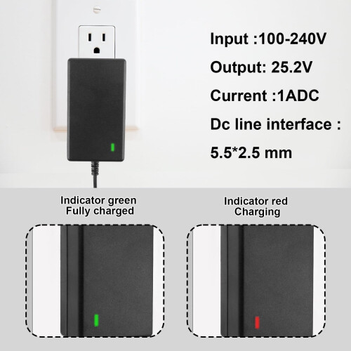 Universal Massage Gun Charger Adapter Replacement, 25.2V 1A Power Supply Cable with LED Indicator, Wide Voltage Adaptability Charging Cable for Elect 2