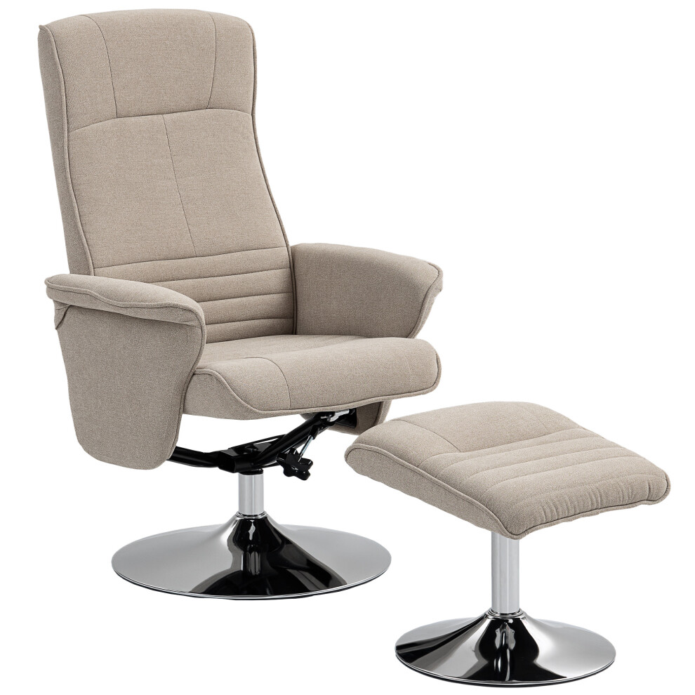 HOMCOM Swivel Recliner Chair with Footstool, Velvet Recliner Armchair