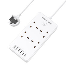Extension Lead with 6 USB Slots (3 USB C), 4 Way Surge Protected, 1.5M