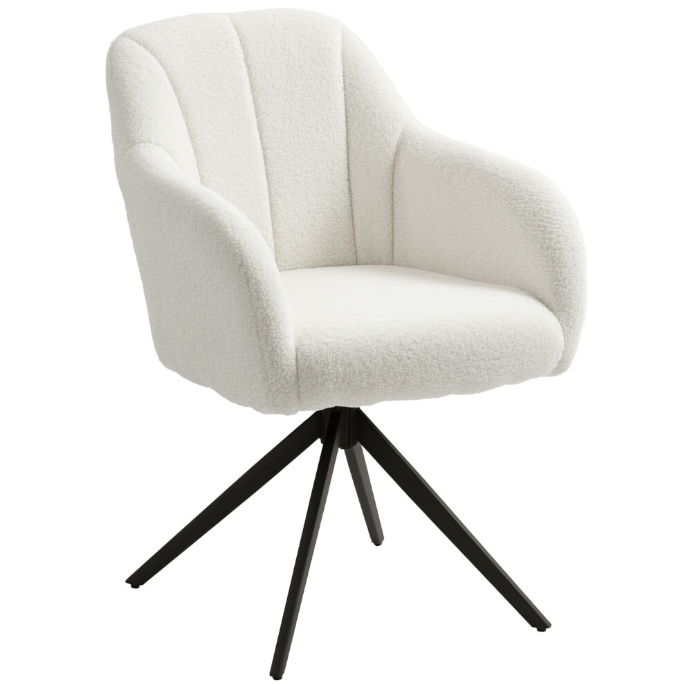 HOMCOM 360 Degree Swivel Accent Chair, Teddy Fleece Fabric Armchair,