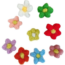 9 broșe din lână pentru flori, ace florale din fire croșetate manual pentru haine, genți, șaluri de femei – moi și ușoare (K)