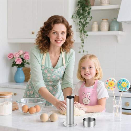Circle Cake Mold Kit,Round Cake Cutter and Pusher Cake Maker with Sticks,Cake Supplies Accessories,Baking Tools