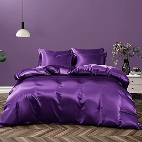 Satin-Bettwäscheset, Doppel-/Queensize, Elfenbein, 5-teilig 1