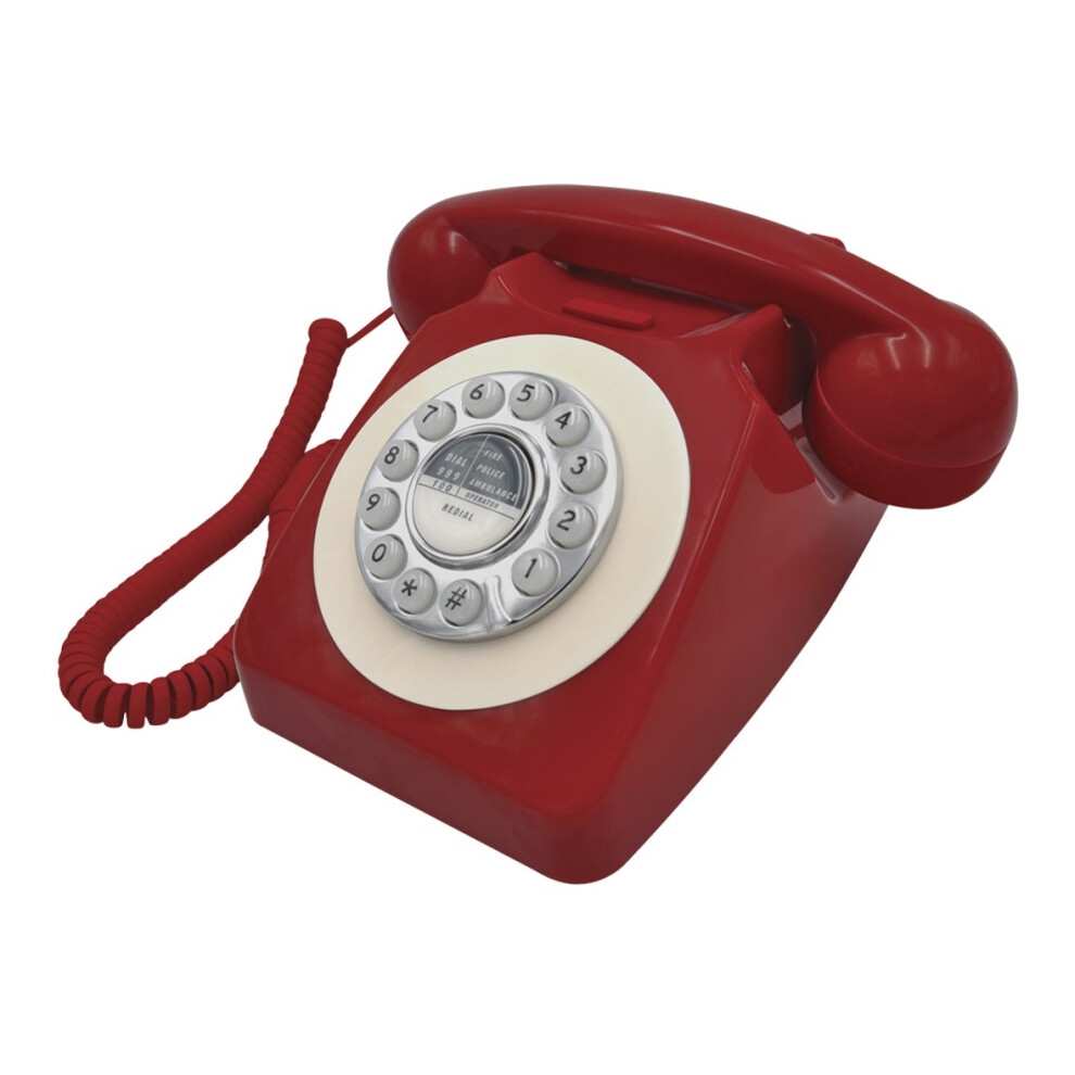 Benross 44510 Classic Retro Telephone/Vintage Style Corded Phone/Classic Ringer Sound/Push Button Dialling/Redial Function/Easy Setup/ Red 8674311195544