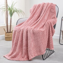Fleece Throw Blanket Pink 50x70 Inches Soft Jacquard Flannel