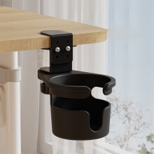 Porte-gobelet de bureau rotatif à pince avec hauteur réglable, structure métallique, trous de drainage - Installation sans perçage - Idéal pour