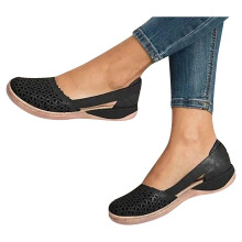 UTTOASFAY Sandaler til Kvinder Sommer Mode Afslappet Sandaler Afslappet Flad Ensfarvet Loophole Sko Sort7