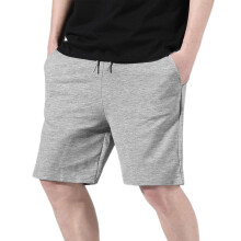 Shorts til mænd, herreshorts afslappet bomuld vintage strikket snørebånd elastisk talje sportsshorts knælange hjemmeshorts grå L