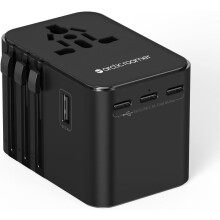 Arctic Roamer Universal Travel Adapter with 30W Fast Charger – 3 USB-C, 2 USB-A Covers UK US EU AU, Worldwide Power Adapter with Spare Fuse & Safety