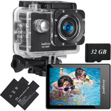 Jadfezy Action Camera FHD 1080P with 32GB Card, 98FT/30M Underwater Waterproof Camera with 2 Rechargeable Batteries, Wide Angle sports camera with Ac