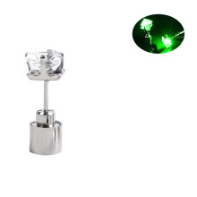 1 Stück Damen-Ohrstecker mit Zirkonia und LED-Beleuchtung, quadratisch, leuchtend, für Partys, Kupfergrün