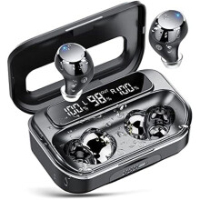 Kabellose Bluetooth 5.3-Ohrhörer mit 4 Mikrofonen, ENC, LED-Anzeige, 128 Stunden Wiedergabezeit, IP7-Wasserschutz, tiefe Bässe – kompatibel mit