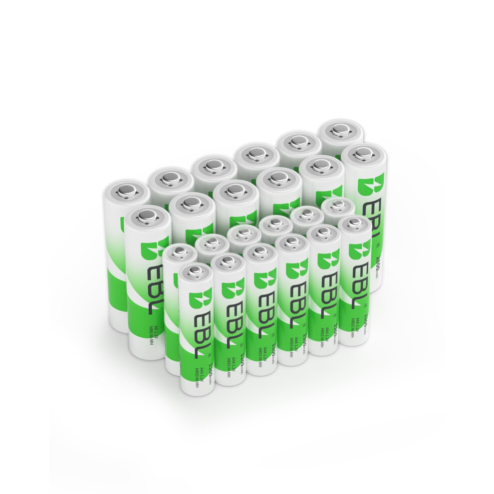Ebl 24Pcs Aa Aaa Nimh Rechargeable Batteries, 12 X 2800Mah Aa Batteries Bundle With 12 X 1100Mah Aaa Batteries 56931693