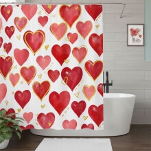 Rødt hjerte dusjforheng 72x72 tommer polyester