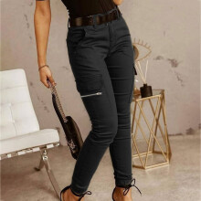 Pantaloni cargo lulshou pentru femei, la modă, casual, cu talie joasă, cu nasturi, pantaloni de lucru, culoare solidă, sport, skinny, cu buzunare