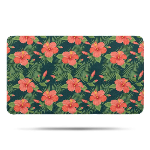 Tapete de banheiro floral em microfibra, 43 x 69 cm (17 x 27 polegadas)