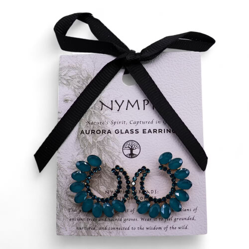 Teal Green - Vintage Glass - Loop - Earrings 1