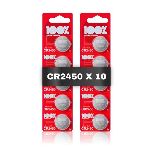CR2450 Battery 3v lithium pack of 10