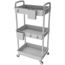 Chariot utilitaire roulant Ă 3 niveaux, organisateur de rangement gris