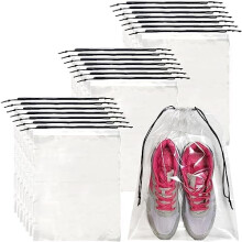 50 Pack Clear PVC Shoe Bags 30x40 cm Drawstring