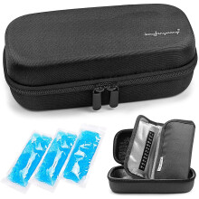 Étui isotherme de voyage pour insuline - Sac isotherme pratique pour médicaments diabétiques avec 3 blocs réfrigérants (noir)