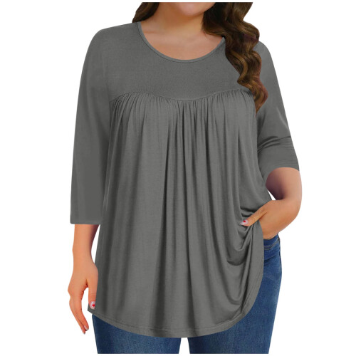 Μπλούζες Plus Size για γυναίκες, καλοκαιρινές μπλούζες, χιτώνας, 3/4 μανίκια, επίσημα