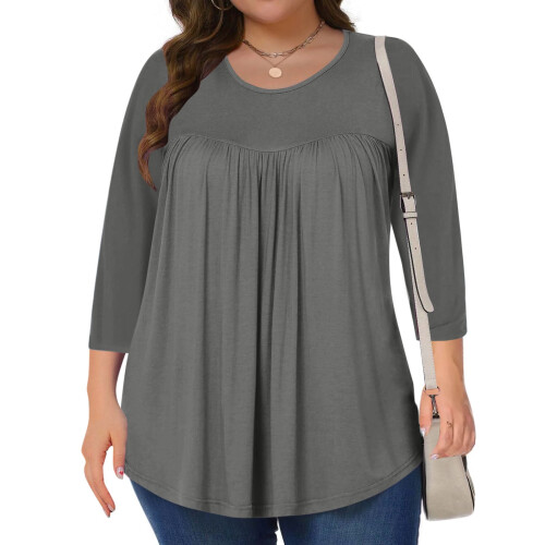 Μπλούζες Plus Size για γυναίκες, καλοκαιρινές μπλούζες, χιτώνας, 3/4 μανίκια, επίσημα 2