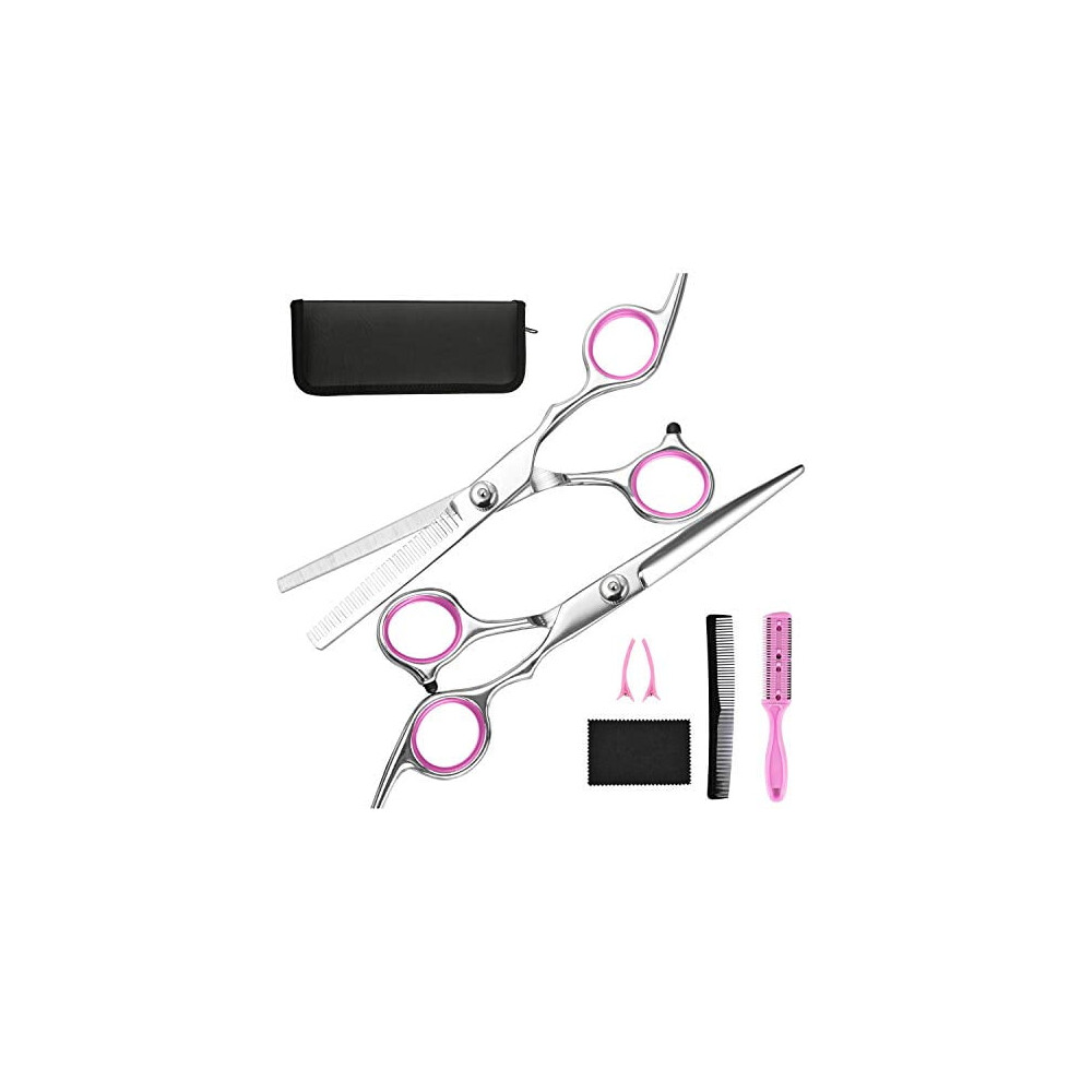 Professional Hair Cutting & Thinning Scissors Kit â 7-Pc Barber Shears Set Compatible with Sharp Scissors, Leather Case, for Women, Men & Pets