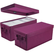 UENTIP CD Storage Boxes - Pack of 2 CD Case Storage- 13.2" x 5.9" x 5.3", Container holds 30 CDs in full jewel cases, 60 CDs in slim cases, and 165 d