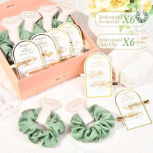 12 phíosa gearrthóga gruaige agus scrunchies do bhrídeog – gabhálais bhoga síoda satin, bronntanais do cheiliúradh bainise, fabhraí bainise