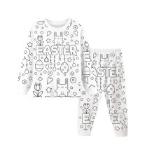 Påskhare Små Pojkar Färgläggbara Pyjamas Söt Barn Gör-det-själv Handmålade Hemkläder Set Färgläggande Pyjamas Set För Pojke och Flickor