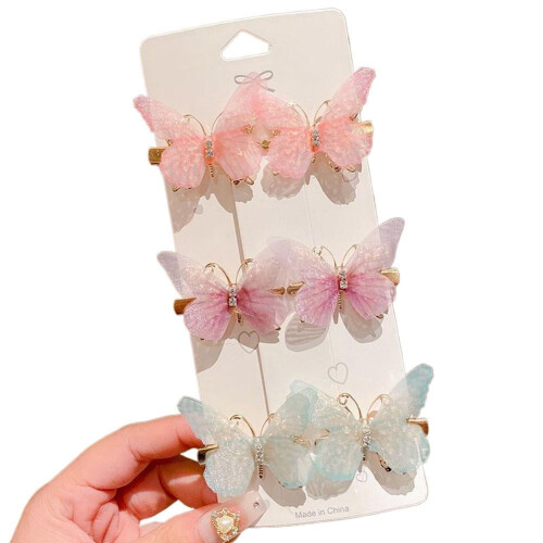 Pinces à cheveux papillon – Alliage, lot de 6
