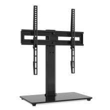 suptek Universal Swivel TV Stand, Table Top TV Stand for Most 26-55 inch Flat Curved Screens up to 45KG, Height Adjustable Tempered Glass TV Base Sta