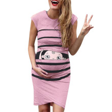 Vestido de maternidad para mujer sin mangas, vestido midi fruncido, ropa divertida para embarazadas, para ir de compras o de viaje, rosa, talla L