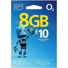 O2 PAY AS YOU GO SIM CARD WITH 10 BUNDLE - 8 GB AND UNLIMITED CALLS AND TEXTS - ROAM IN EUROPE