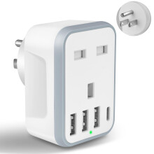 baolongking UK to US Plug Travel Adapter, USA Travel Adapter with 4 USB Ports (1 USB C Fast Charger) American to UK Plug Adapter for US Canada Mexico