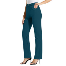 Boli damesbroek, effen kleur, elastische taille, geschikt voor werk, kantoor, rechte pijpen, casual, maat S-2XL