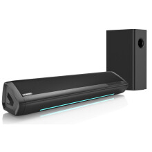 Saiyin Sound Bar with Subwoofer for TV, 17-inch Soundbar, 2.1ch Surround Sound System with Adjustable Bass, Volume Indicator and Bluetooth/Optical/AU