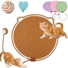 2026 New Dual Scratching Pad for Cats, Cotton Rope Cat Scratching Pads, Large Size Cat Scratching Cat Scratcher Mat with Toy