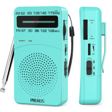 PRUNUS J-166 Portable Radio Battery Operated, AM FM Radios Pocket, Small Radio Transistor with Tuning Light, Back Clip, Excellent Reception for Outdo