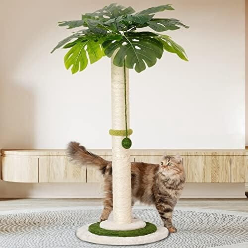 Kradsetræstårn med Monstera-design, 96 cm