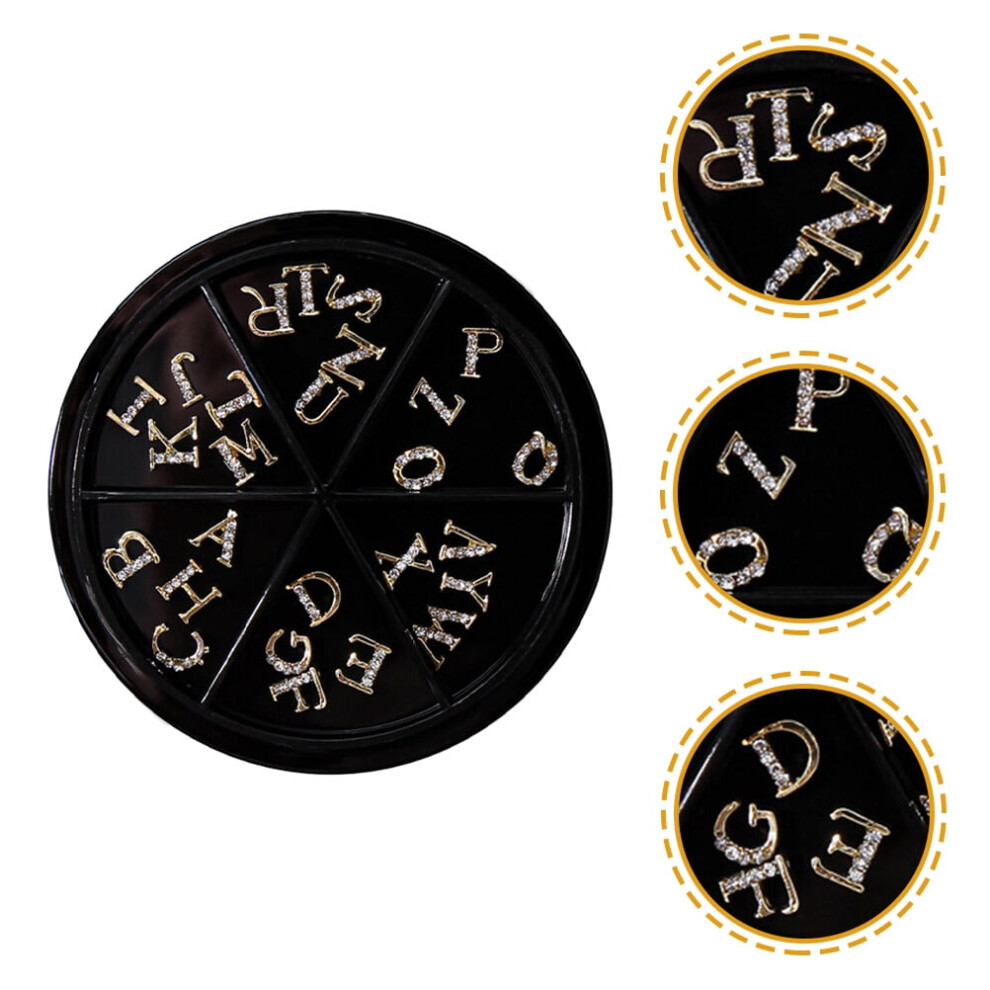 Gold/Silver Alloy Letter Nail Charms Set Â 52 Pcs, &