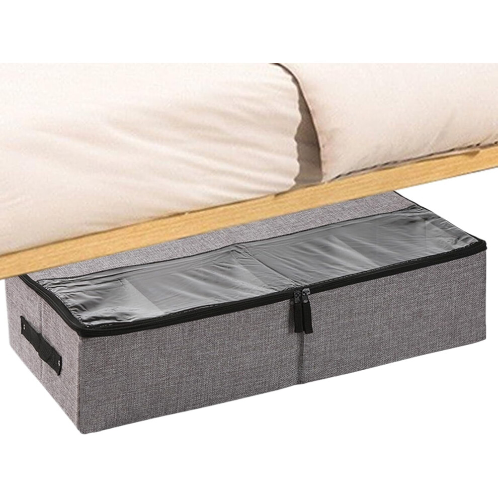 Foldable Under Bed Storage Bin With Clear Lid & Handles Â Shoe, Clothing, Toy Organizer For Closet, Bedroom, Living Room | Space Saver 9485826316954